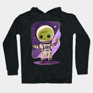 Cute Watercolor Space Alien Astronaut Hoodie